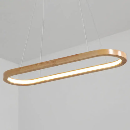 DecorBites™ modern minimalist wooden LED strip pendant light with warm glow fits 110v-120v and 220v-240v use in restaurants