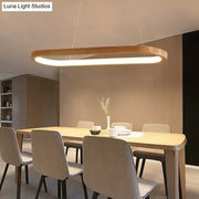 Decorbites modern minimalist wooden led strip pendant light with warm wood finish suitable for 110v-120v and 220v-240v use