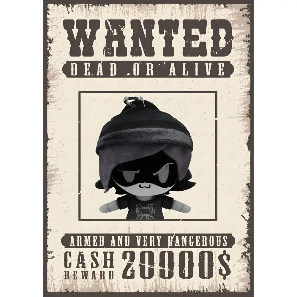 A plush toy with black beanie sunglasses and dark shirt featured in DecorBites modern murder drones poster wall art