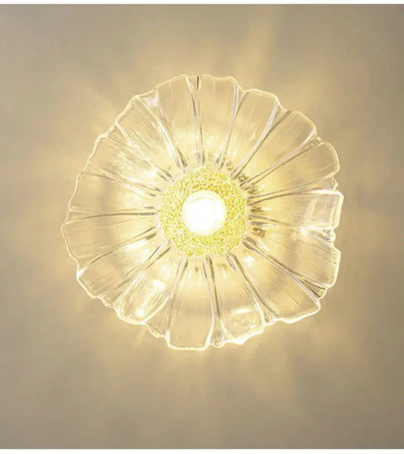 Decorbites modern nordic clear glass ceiling lights with petal design and yellow green textured accent e27 ceiling lights