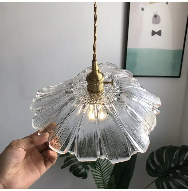 Clear glass pendant ceiling light with brass finish metal fixture and twisted cord for modern nordic interiors e27 ceiling lights