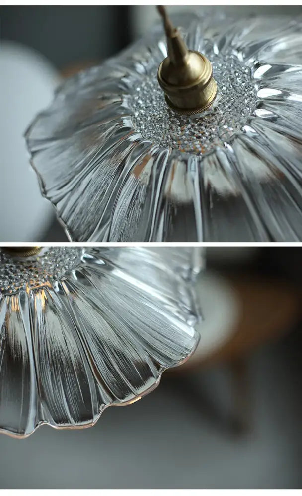 Clear glass e27 ceiling lights with brass finish and petal-like ridges from decorbites™ modern nordic collection