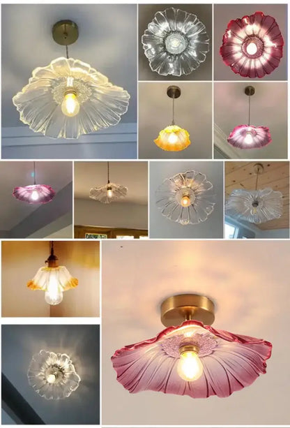 DecorBites™ modern Nordic ceiling lights with translucent glass petal design and warm brass E27 ceiling fixture
