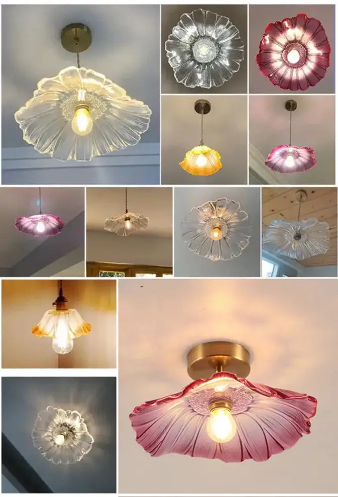 DecorBites™ modern Nordic ceiling lights with translucent glass petal design and warm brass E27 ceiling fixture