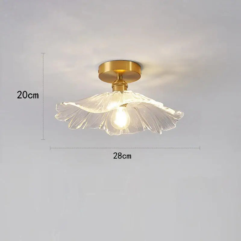 DecorBites™ modern nordic ceiling lights with a translucent glass leaf design and brass finished metal base e27 ceiling light