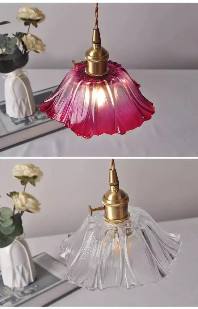 Decorbites™ modern nordic ceiling lights featuring vintage brass e27 ceiling lights with gradient pink or crystal shade