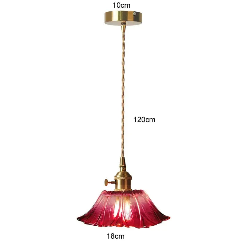 Decorbites™ modern nordic ceiling lights feature a vintage-style e27 ceiling light with a red hand-blown glass shade and brass finish