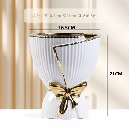 Modern Nordic Ceramic Tulip Vase for Home Decor - White 1 - Vase