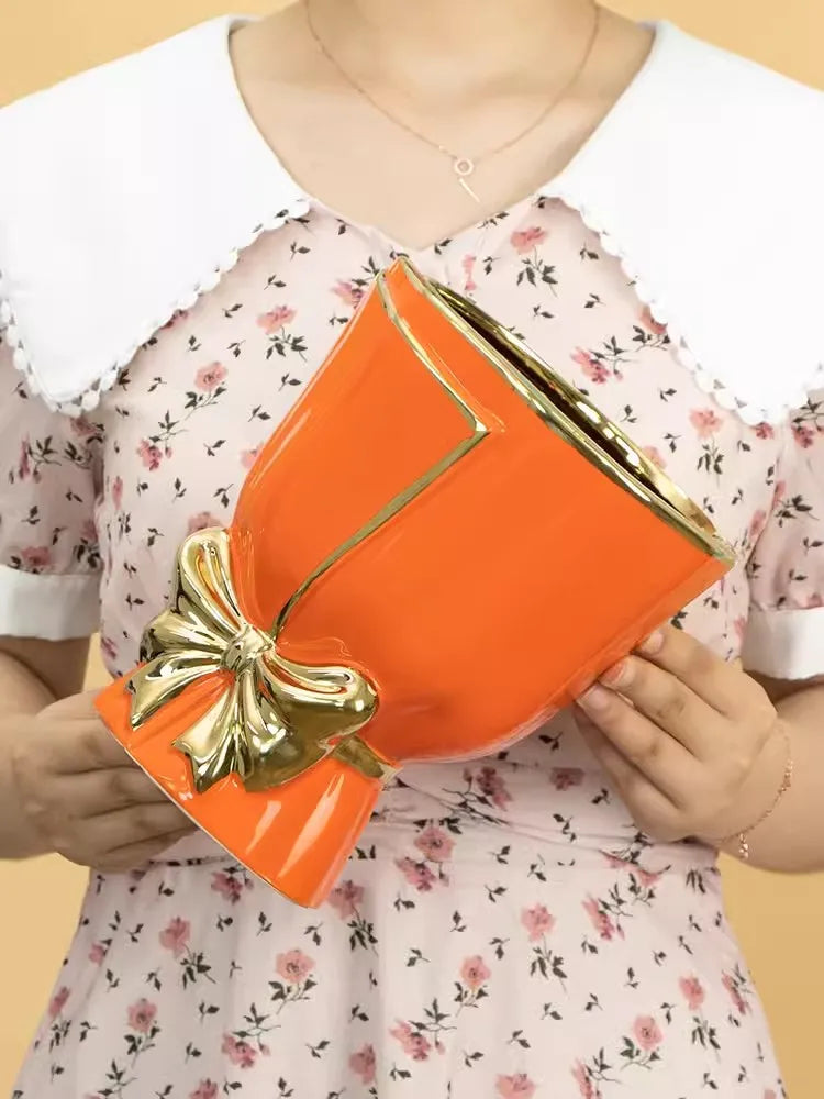 Modern Nordic Ceramic Tulip Vase for Home Decor - Vase