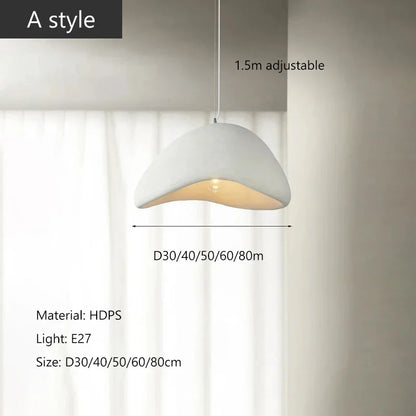 DecorBites™ modern nordic chandelier with white hdps curved shell and warm light for home and dining