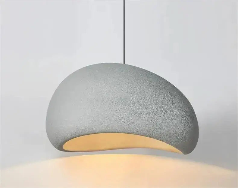 Decorbites modern nordic chandelier gray textured pendant light with warm light turn and curved interior glow for home dining