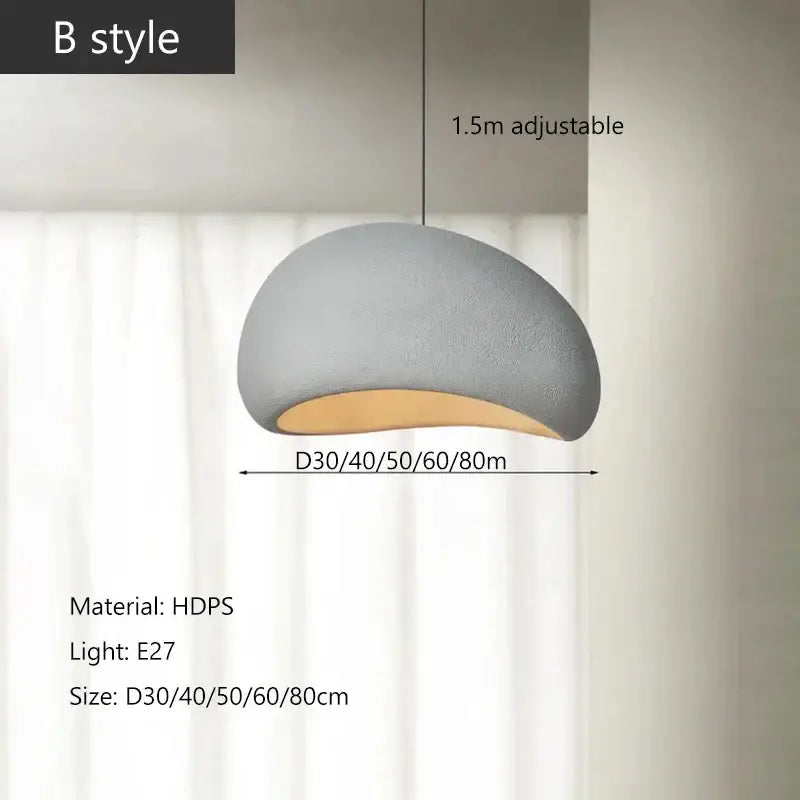 Gray semi-spherical hdps pendant light with warm interior and adjustable chain modern nordic chandelier for warm light turn