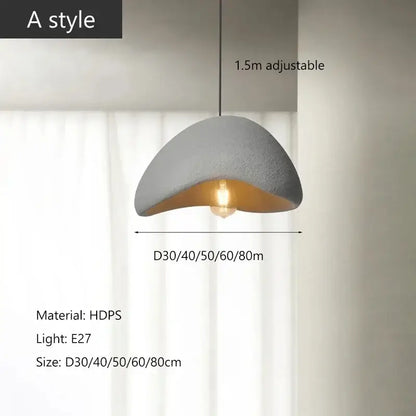 DecorBites™ modern nordic chandelier with a matte gray hdps shell and warm light lining for home and dining