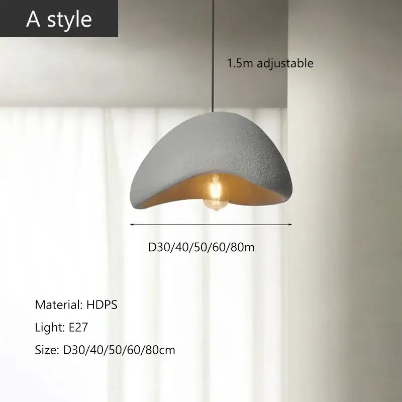 DecorBites™ modern nordic chandelier with a matte gray hdps shell and warm light lining for home and dining