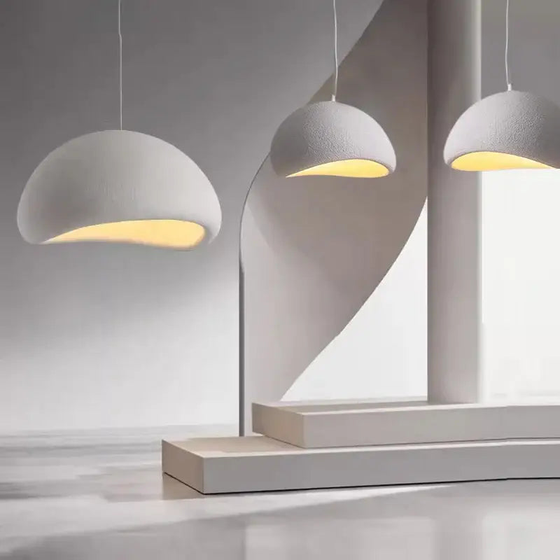 Decorbites modern nordic chandelier with three white matte pendant lights featuring warm light turn for home and dining