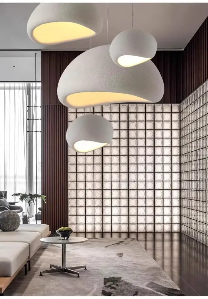 Decorbites modern nordic chandelier with white cloud-shaped pendant lights featuring warm light for home and dining