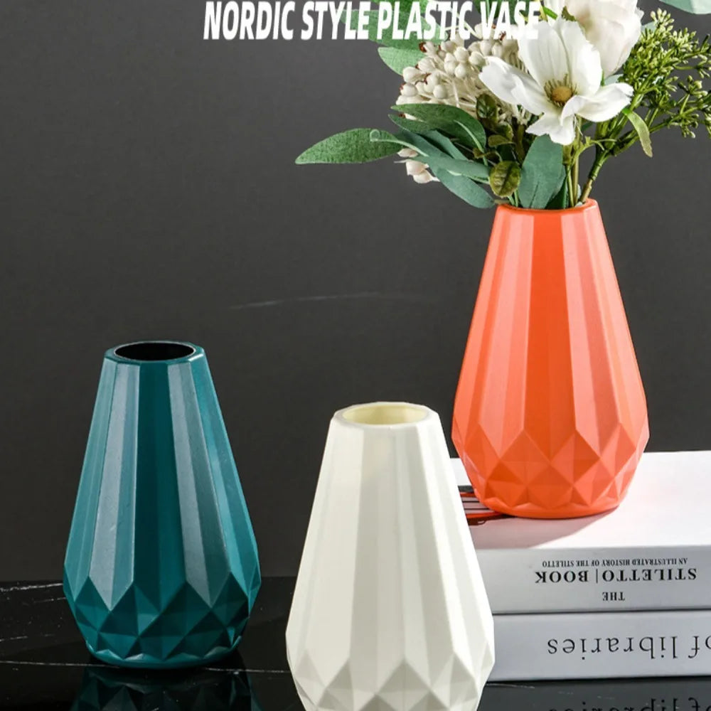 DecorBites™ Modern Nordic Diamond-Shaped Flower Vase