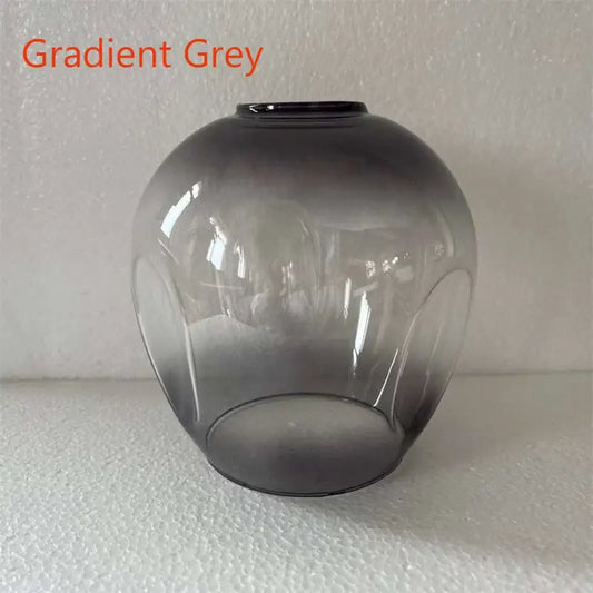 Decorbites modern nordic glass chandelier with gradient grey glass lampshade featuring vertical ridges and smooth rounded design