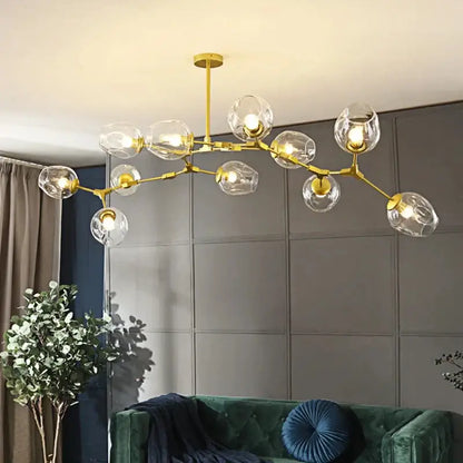 Gold-toned decorbites™ modern nordic lustre glass chandelier with multiple clear globe shades and led lighting