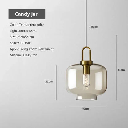 DecorBites™ modern nordic glass pendant light with transparent glass, brass iron fixture, and exposed Edison bulb for kitchen