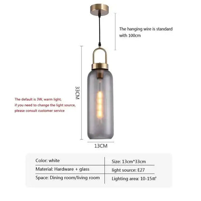 DecorBites™ modern nordic glass pendant light with white glass shade brass top and exposed edison bulb for kitchen use