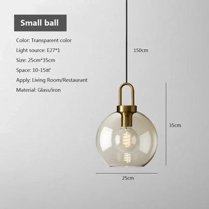 DecorBites modern Nordic glass pendant light with transparent glass and brass iron fixture for kitchen and restaurant use