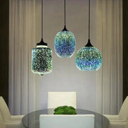 Decorbites modern nordic glass pendant lighting with three vibrant blue and green spherical and cylindrical pendant lights