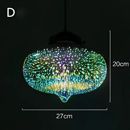 DecorBites™ modern nordic glass pendant light with iridescent teardrop shape and intricate mosaic patterns in vibrant hues