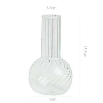 Decorbites modern nordic glass vase with clear vertical ridges and swirling patterns for home and wedding decor