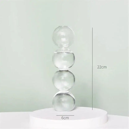 Clear glass sphere stack vase 22cm tall with four transparent segments from decorbites modern nordic glass vases set