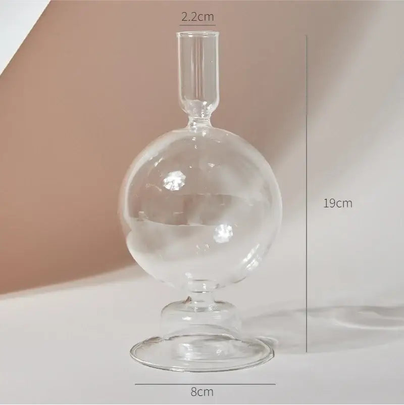 Clear glass vase with spherical body slender neck and flared base from decorbites modern nordic glass vases set to decorate root