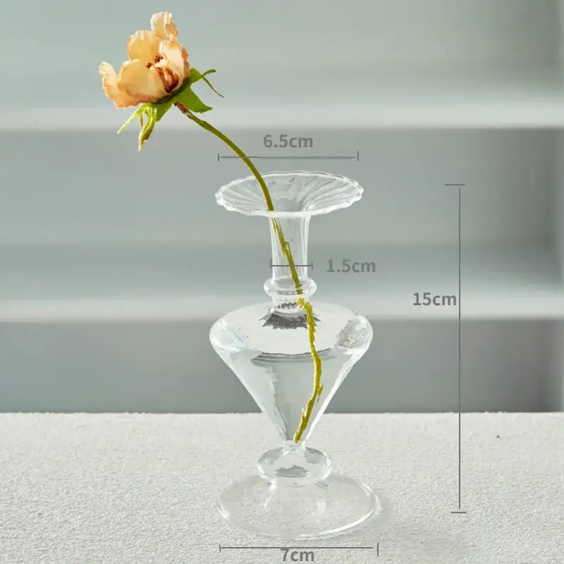 Decorbites modern nordic clear glass vase with fluted rim and tapered silhouette to decorate root spaces
