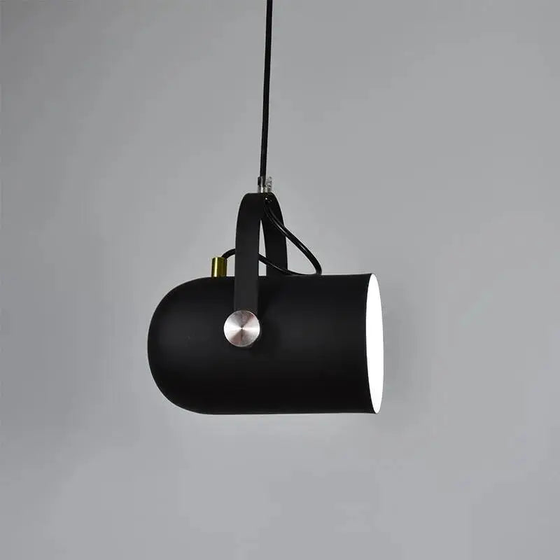 Decorbites™ modern nordic hanging lights black cylindrical pendant with matte finish metal accent and leather strap hanging lights