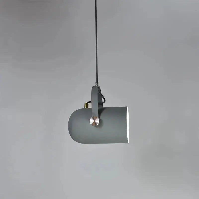 Gray cylindrical pendant hanging light with matte finish and metallic accents from decorbites™ modern nordic hanging lights