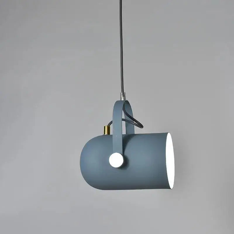DecorBites™ modern nordic hanging lights matte blue cylindrical pendant with gold accents energy-efficient hanging lights