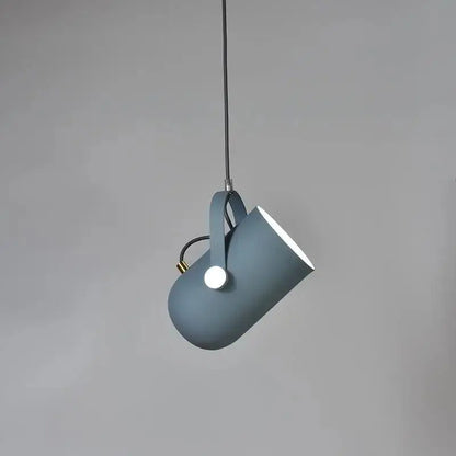 DecorBites™ modern nordic hanging lights featuring a sleek matte blue cylindrical pendant with a white accent