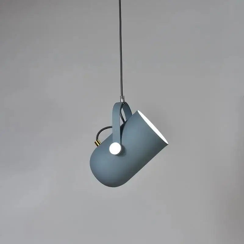 DecorBites™ modern nordic hanging lights featuring a sleek matte blue cylindrical pendant with a white accent