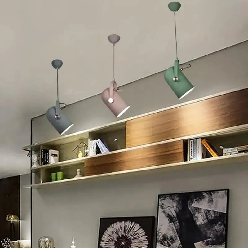 Decorbites modern nordic hanging lights with energy-efficient gray blush pink and sage green pendant lights above shelf