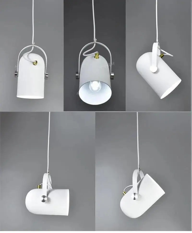White cylindrical decorbites™ modern nordic hanging lights with adjustable arms and gold-toned hardware energy-efficient hanging lights