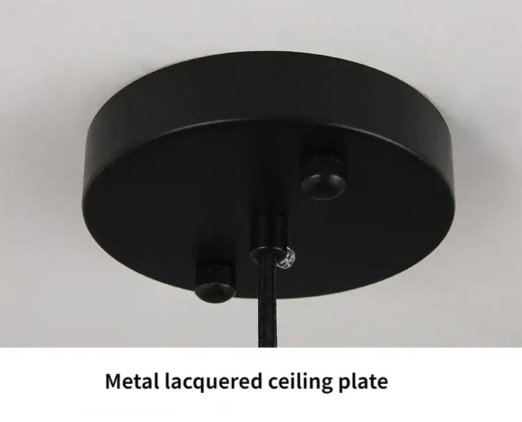 Black metal lacquered ceiling plate with two screws and central cable attachment for DecorBites™ led ceiling chandelier