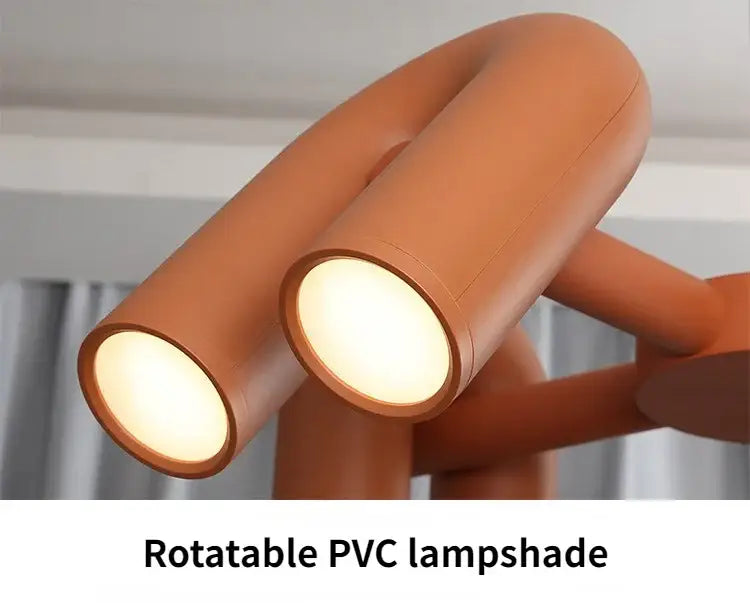 Decorbites™ modern nordic terracotta rotatable pvc led ceiling chandelier with two cylindrical light fixtures for home