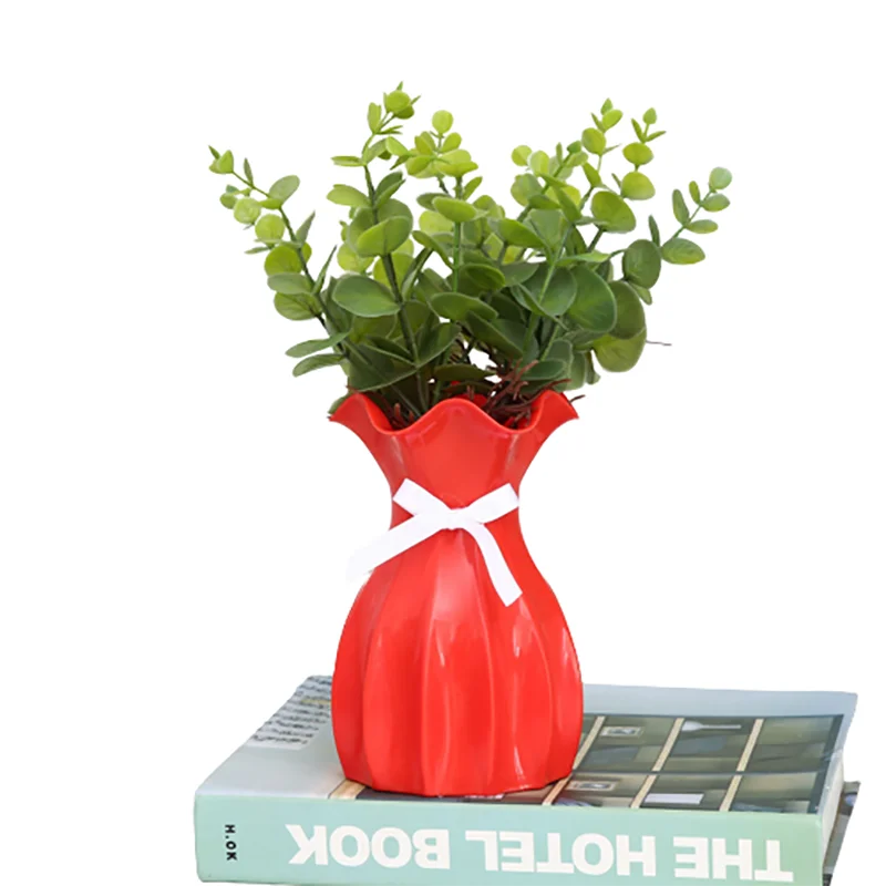 Modern Nordic Mini White Flower Vase Home Decor - Red - Vase