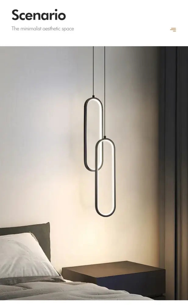 Decorbites modern nordic pendant light with sleek elongated oval shapes in matte black finish for home decoration