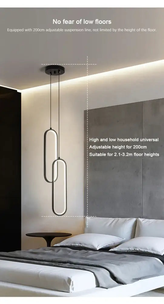 Decorbites modern nordic pendant light with sleek elongated oval shapes in brushed metallic finish for home decor