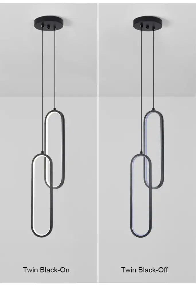 DecorBites modern black nordic pendant light with sleek overlapping oval led fixtures for home decoration