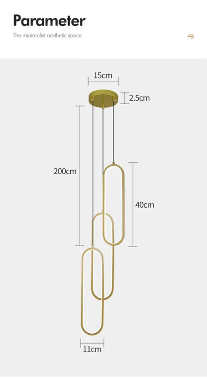 Decorbites modern nordic pendant light with gold-toned minimalist elongated oval fixtures for home decoration