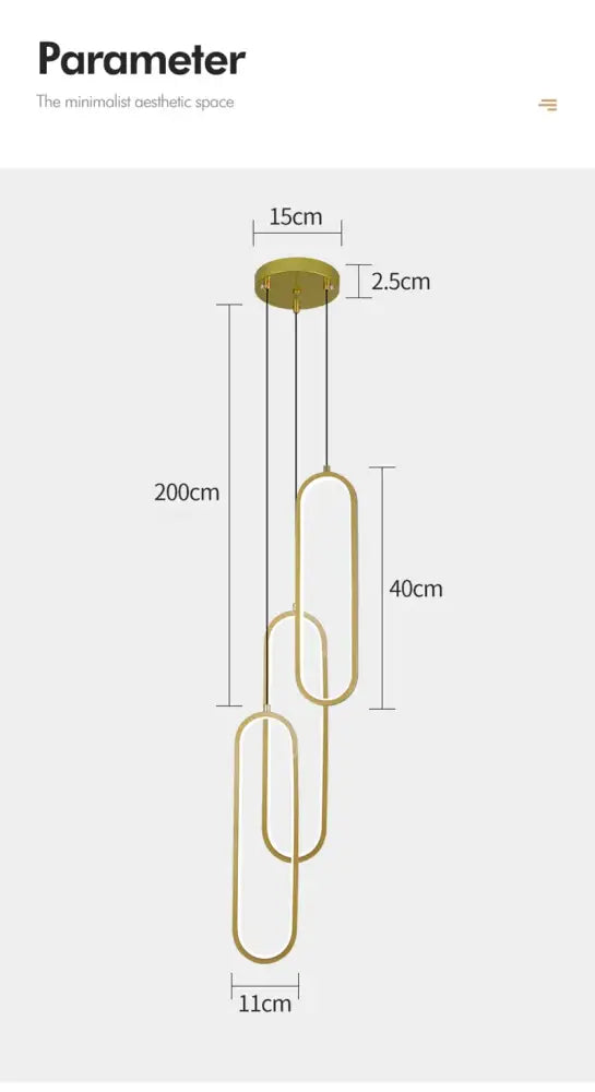 Decorbites modern nordic pendant light with gold-toned minimalist elongated oval fixtures for home decoration