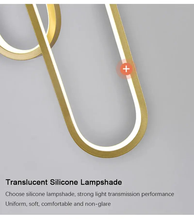 Gold-toned translucent silicone nordic pendant light with sleek curved design for modern home decoration