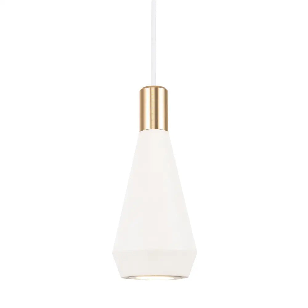 DecorBites™ modern nordic pendant light in sleek white matte finish with gold-toned metallic collar hanging light