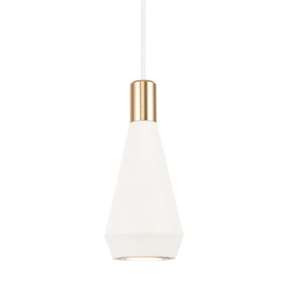 DecorBites™ modern nordic pendant light in sleek white matte finish with gold-toned metallic collar hanging light